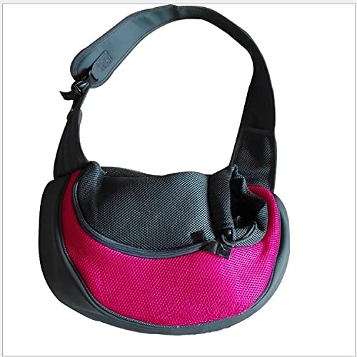 Tragetuch Hund,Hundetragetasche Atmungsaktiver Hundeträger Outdoor Reise Handtasche Tasche Mesh Umhängetasche Sling Pet Reise Tote Katze Welpenträger (Color : Pink, Size : L) von CEFPOD