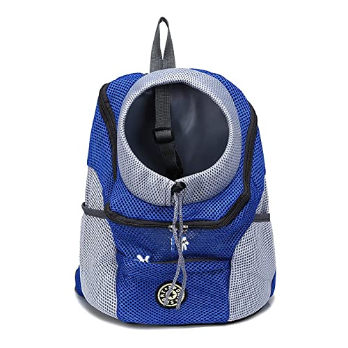 Tragetuch Hund,Hundetragetasche Außerhalb der doppelten Schulter tragbarer Reiserucksack Outdoor-Haustierhund-Tragetasche Haustier Hund Front Bag Mesh Rucksack Kopf (Color : Blue, Size : 36X45X21 cm von CEFPOD