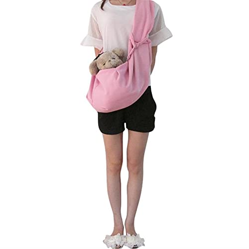 Tragetuch Hund,Hundetragetasche Baumwoll-Haustierhund-Sling-Tragetaschen-Hunde-Trägerbeutel-Einzelhandel Zwei Farbauswahl (Color : Pink, Size : M) von CEFPOD