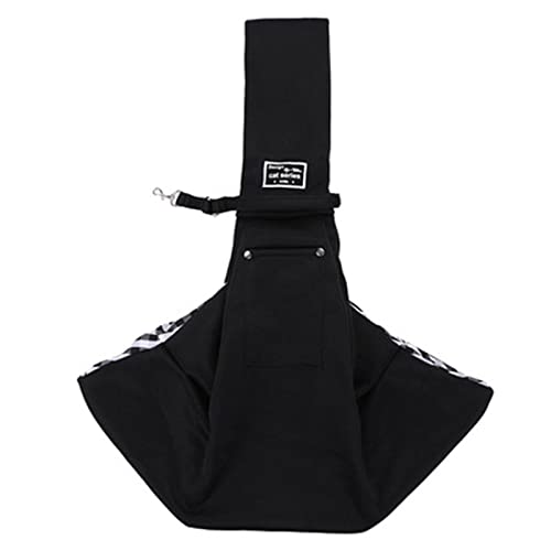 Tragetuch Hund,Hundetragetasche Haustier Welpenträger Outdoor Reise Hund Umhängetasche Einzelkomfort Sling Handtasche Tote Beutel Welpen Kätzchen Transport Pet Tragetasche Tasche (Color : Black) von CEFPOD