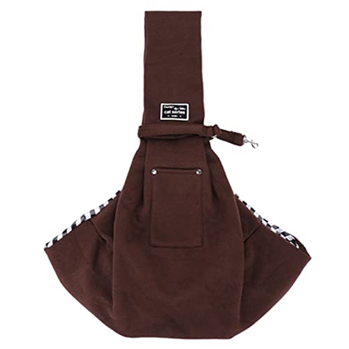 Tragetuch Hund,Hundetragetasche Haustier Welpenträger Outdoor Reise Hund Umhängetasche Einzelkomfort Sling Handtasche Tote Beutel Welpen Kätzchen Transport Pet Tragetasche Tasche (Color : Dark Brown von CEFPOD