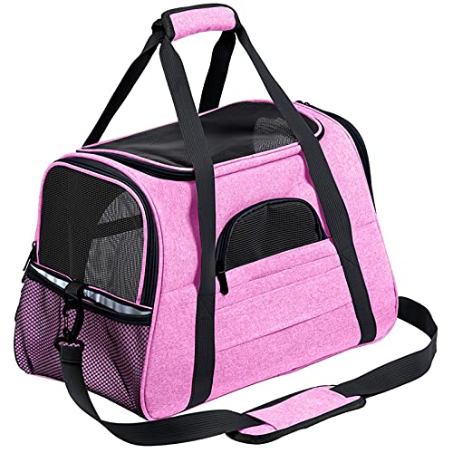 Tragetuch Hund,Hundetragetasche Hundeträger Taschen Tragbare Haustier Katze Hund Rucksack Atmungsaktive Katze Tragetasche Tragen for Katzen Kleines Hund (Color : Pink, Size : (52x25x35cm)) von CEFPOD