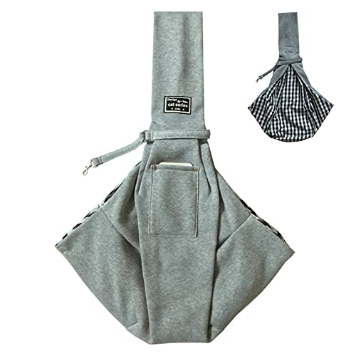 Tragetuch Hund,Hundetragetasche Katze Transporter Tragetasche Katze Rucksack Träger Kleine Haustier Rucksack Einstellbar Pet Sling Rabbit Carrier Kittenträger (Color : Grey) von CEFPOD