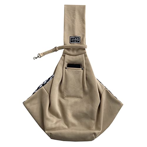 Tragetuch Hund,Hundetragetasche Katze Transporter Tragetasche Katze Rucksack Träger Kleine Haustier Rucksack Einstellbar Pet Sling Rabbit Carrier Kittenträger (Color : Khaki) von CEFPOD