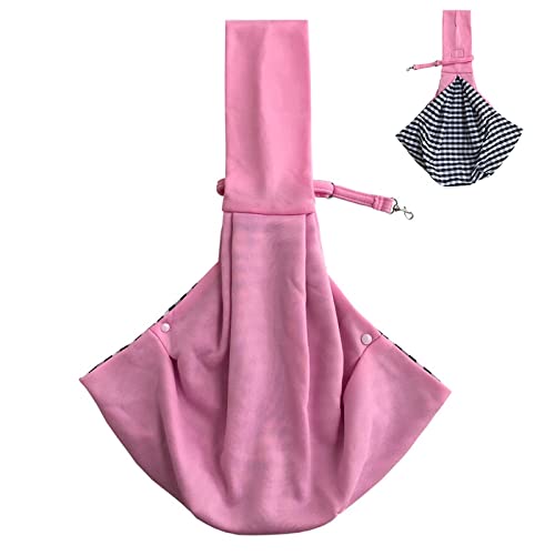 Tragetuch Hund,Hundetragetasche Katze Transporter Tragetasche Katze Rucksack Träger Kleine Haustier Rucksack Einstellbar Pet Sling Rabbit Carrier Kittenträger (Color : Pink) von CEFPOD