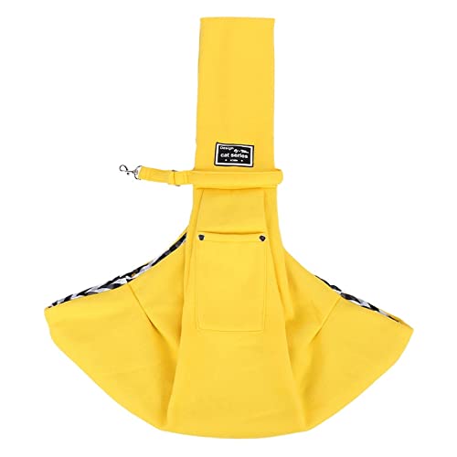 Tragetuch Hund,Hundetragetasche Katze Transporter Tragetasche Katze Rucksack Träger Kleine Haustier Rucksack Einstellbar Pet Sling Rabbit Carrier Kittenträger (Color : Yellow) von CEFPOD