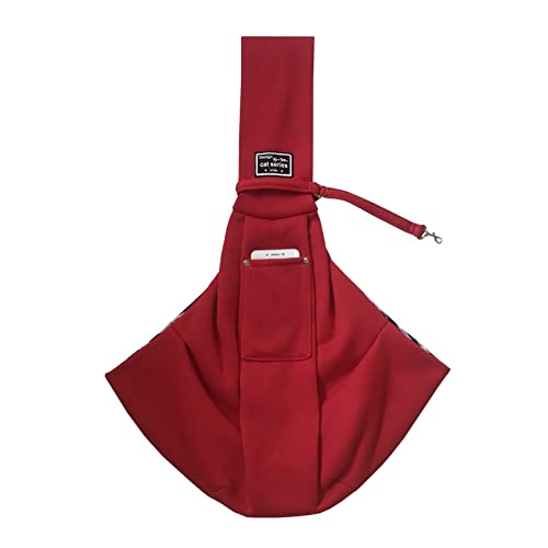 Tragetuch Hund,Hundetragetasche Outdoor Haustier Tasche Hundetasche Atmungsaktive Katze Träger Reise Handtasche Pouch Einzelner Schulter Träger Kätzchen Front Cover Welpen (Color : Red) von CEFPOD