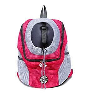 Tragetuch Hund,Hundetragetasche Outdoor atmungsaktive Hundeträger-Rucksack Doppel-Schulter tragbare Front-Mesh-Reise-Haustierbeutel for Katze kleine mittelgroße Hunde (Color : Pink, Size : S) von CEFPOD