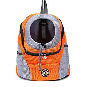 Tragetuch Hund,Hundetragetasche Outdoor atmungsaktive Hundeträger-Rucksack Doppel-Schulter tragbare Front-Mesh-Reise-Haustierbeutel for Katze kleine mittelgroße Hunde (Color : Yellow, Size : L) von CEFPOD