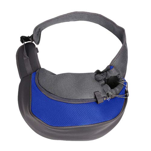 Tragetuch Hund,Hundetragetasche PET-Welpen-Träger im Freien Reise Handtasche Tasche Mesh Oxford Single Umhängetasche Sling Mesh Comfort Travel Tote Umhängetasche (Color : Blue, Size : L) von CEFPOD