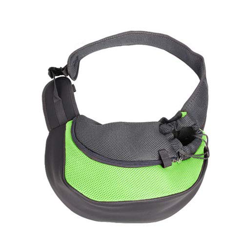 Tragetuch Hund,Hundetragetasche PET-Welpen-Träger im Freien Reise Handtasche Tasche Mesh Oxford Single Umhängetasche Sling Mesh Comfort Travel Tote Umhängetasche (Color : Green, Size : L) von CEFPOD