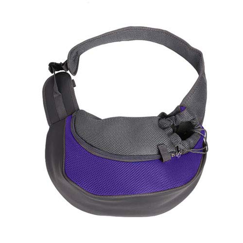 Tragetuch Hund,Hundetragetasche PET-Welpen-Träger im Freien Reise Handtasche Tasche Mesh Oxford Single Umhängetasche Sling Mesh Comfort Travel Tote Umhängetasche (Color : Purple, Size : L) von CEFPOD