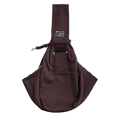 Tragetuch Hund,Hundetragetasche Pet Welpen Tragetasche Katzen Welpen im Freien Reise Hund Umhängetasche Baumwolle Einzelkomfort Sling Handtasche Beutel (Color : Coffee) von CEFPOD