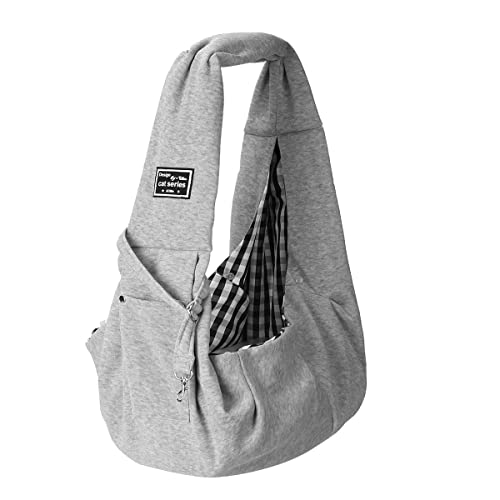 Tragetuch Hund,Hundetragetasche Pet Welpen Tragetasche Katzen Welpen im Freien Reise Hund Umhängetasche Baumwolle Einzelkomfort Sling Handtasche Beutel (Color : Grey) von CEFPOD