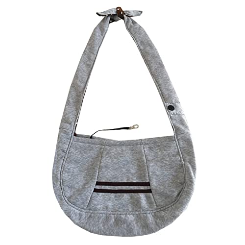 Tragetuch Hund,Hundetragetasche Qualität Weiche Baumwollmischung Sling Pet Hund Katze Welpen Tragetasche Single-Schulter Pet Bag Slings Hund Carriera (Color : Grey, Size : M) von CEFPOD