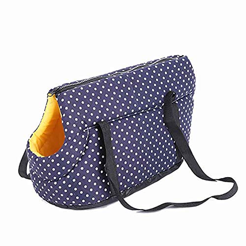 Tragetuch Hund,Hundetragetasche Weiche Haustier Hund Umhängetaschen geschützt Tragen Rucksack Outdoor Hundeträger Welpen Reisen for kleine Hunde (Color : 1 Blue dot, Size : Small 39x20x22 cm) von CEFPOD