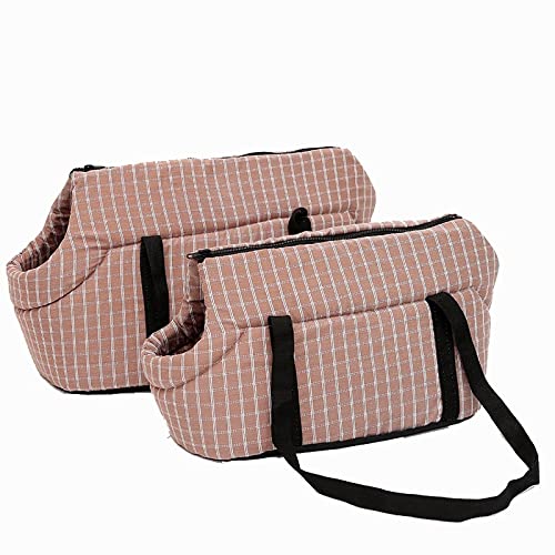 Tragetuch Hund,Hundetragetasche Weiche Haustier Hund Umhängetaschen geschützt Tragen Rucksack Outdoor Hundeträger Welpen Reisen for kleine Hunde (Color : Brown Plaid, Size : Medium 40x25x28 cm) von CEFPOD