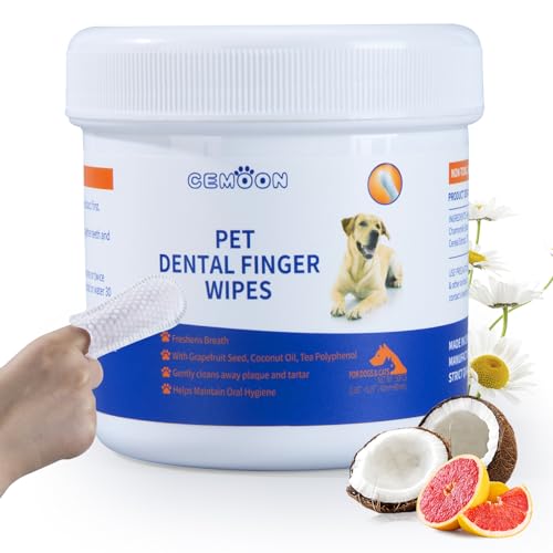 Pet Zahnpflege Fingertücher für Katzen & Hunde, 50 Stück von CEMOON