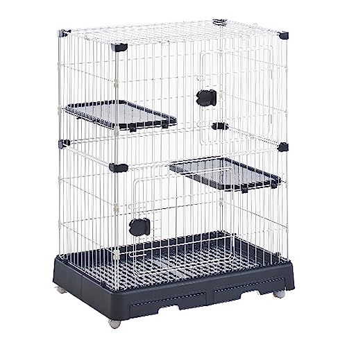 CENAP Großer Katzenkäfig, Katzenkäfig für den Innenbereich, Katzenlaufstall, für 1–2 Katzen, Frettchen, Chinchilla, Kaninchen, Welpen, kleine Tiere, mit Katzentoilette und Streuschaufel, Metalldra von CENAP