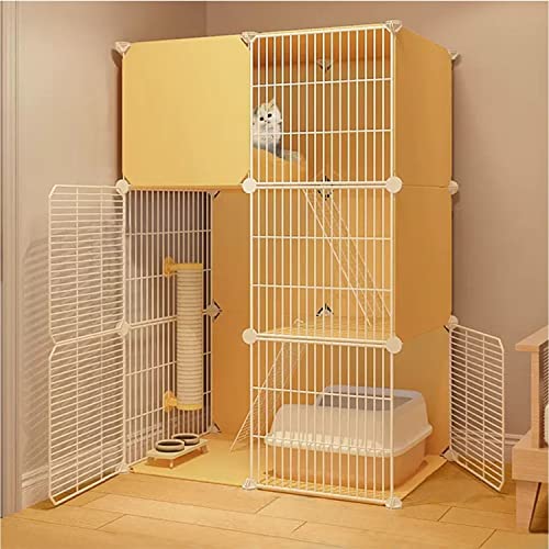 CENAP Großer Katzenkäfig, Katzenkäfige für Hauskatzen, DIY-Katzenlaufstall für Kleintiere, mit Katzennapf + Katzentoilette + Katzennest + Hängematte + Leiter, idealer Übungsort für 1–3 Katzen (Grö von CENAP