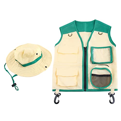 CENMEN Outdoor-Abenteuerforscher-Set für Kinder, Set aus Weste und Hut für Kinder, Schlaf-Cosplay-Geschenke für Kinder, Grün von CENMEN