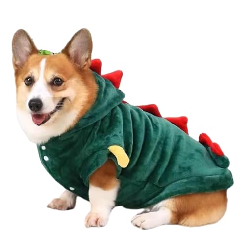 CENMOO Haustier-Dinosaurier-Kostüm, Welpen-Dino-Kapuzenpullover | Hund Haustier Dinosaurier Cosplay Hoodies,Weicher, Atmungsaktiver Dinosaurier-Cosplay-Kapuzenmantel Für Mittelgroße Und Kleine Welpen von CENMOO