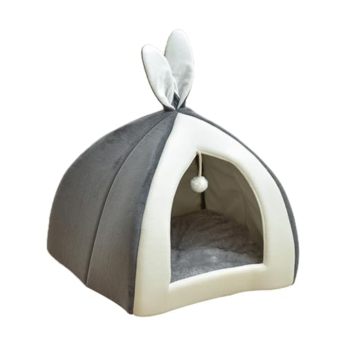 CENMOO Katzenbett, Hundebett, weiche Höhle für Haustiere, weiches Katzenbett für den Innenbereich, Plüsch-Haustierbett mit Ohren-Design von CENMOO