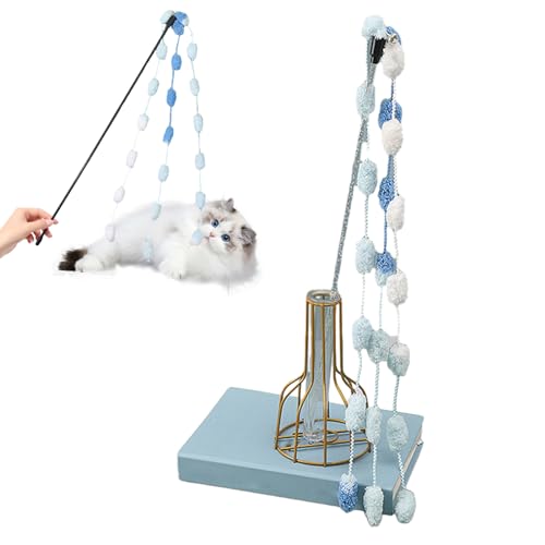 CENMOO Katzenspielzeugstab, Katzenspielzeugstab - Interaktiver Stick zum Verspotten von Katzen | Bissfester Garnball, Quaste in Regenbogen-Marshmallow-Form, lustig von CENMOO