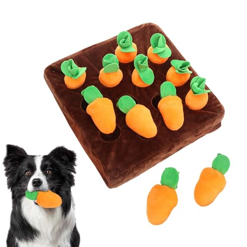 CENMOO Quietschendes Hundespielzeug | Interaktives Plüsch-Karotten-Hunde-Puzzle-Spiel - 12 Karotten Schnüffelmatte Katzen-Puzzle-Spielzeug, Plüschpflanzen Kauspielzeug Haustierbedarf für von CENMOO