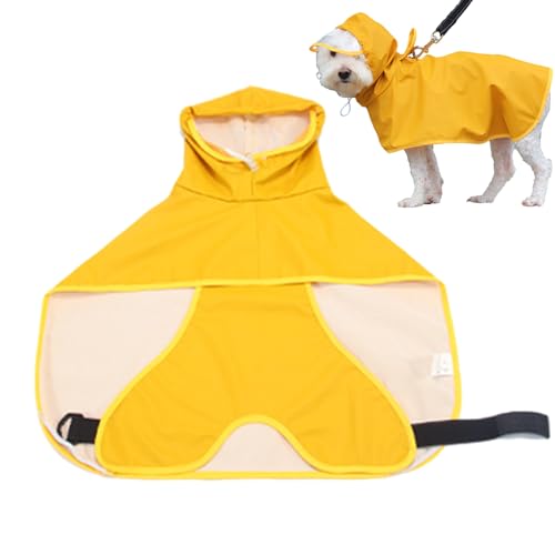 CENMOO Wasserdichte Jacke für Hunde | gelbe wasserdichte Jacke aus PU für Hunde mit Bauchband, wasserdichte Jacke für Hunde, langlebige Kleidung für Hunde von CENMOO