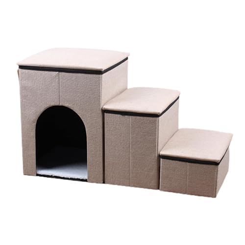 Hundeleiterhaus, Hundehochbetten, 3-stufige Hundebetten, Hundetreppe mit Stauraum, rutschfeste Treppe, Haustierbett, dekoratives Hundebett, bequemes Kätzchen-Hausbett für Kätzchen, Katze, Welpen, Hund von CENMOO