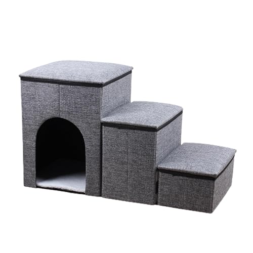 Hundeleiterhaus, Hundehochbetten, 3-stufige Hundebetten, Hundetreppe mit Stauraum, rutschfeste Treppe, Haustierbett, dekoratives Hundebett, bequemes Kätzchen-Hausbett für Kätzchen, Katze, Welpen, Hund von CENMOO