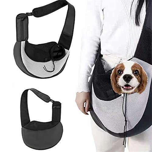 CENPENYA Haustier Sling Tragetasche, Hund Katze Haustier Tragetaschen Atmungsaktive Mesh Reisen Haustier Hände Frei Sling Bag Tragbar Gepolsterter Schultergurt Reißverschlusstasche (L) von CENPENYA