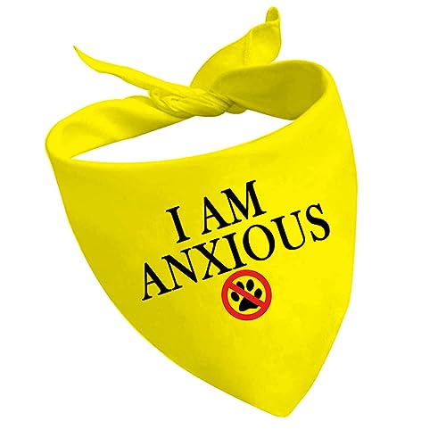 1 Stück I Am Nervous/Anxious Dog Bandana Yellow Dog Bandana Anxious Dog Reactive Dog Bandana (I Am Anxious D EU2) von CENWA