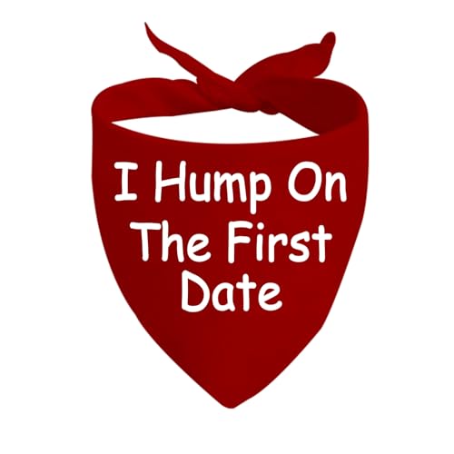 CENWA 1 x Hundehalstuch, Aufschrift "I Hump On The First Date" über dem Halsband, Valentinstags-Hundehalstuch (I Hump On The First Date D) von CENWA