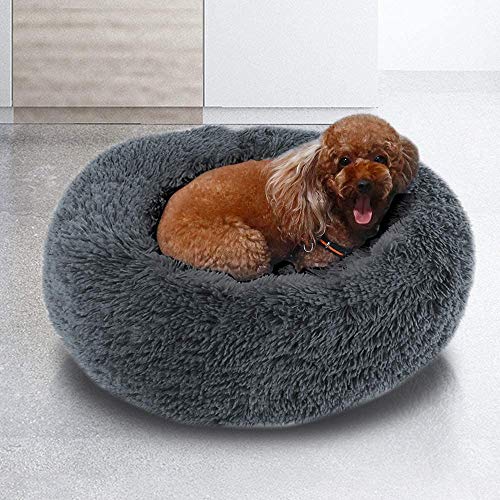 Hundebett mit Geräuschen, Donut-Design, beruhigendes Nest für Katzen, Hunde, Welpen, warmer Plüschhütte von CENY