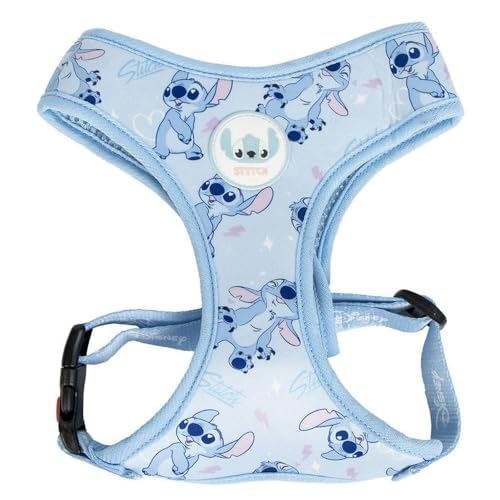 CERDÁ LIFE'S LITTLE MOMENTS Stitch Hundegeschirr, bequem und verstellbar, ideal für Spaziergänge und Training, Robustes und atmungsaktives Material (Light Blue, S-M) von CERDÁ LIFE'S LITTLE MOMENTS