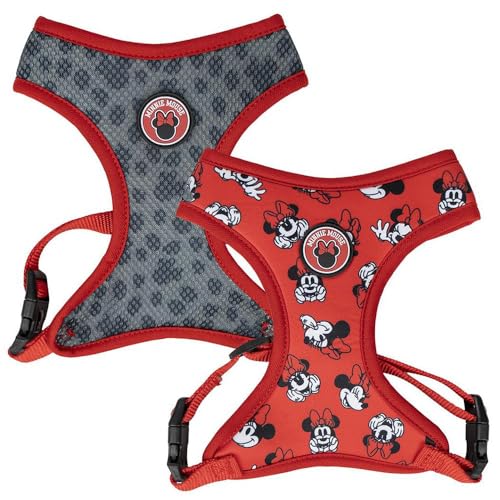 Premium-Hundegeschirr von Minnie Mouse, Größe XXS/XS, Grau und Rot, verstellbares Hundegeschirr, 100% Polyester, Originalprodukt, entworfen in Spanien von CERDÁ LIFE'S LITTLE MOMENTS