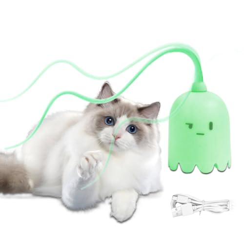CEWROM Interaktives Katzenspielzeug, Katzenspielzeug Elektrisch, Selbstbeschäftigung, Katzen Spielzeug mit USB Aufladbar 3 Arbeitsmodi, Sich Unregelmäßig Bewegendes Katzenspielzeug (Grün) von CEWROM