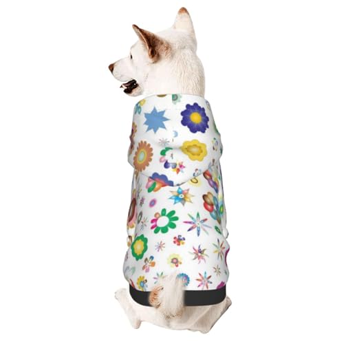 Erstaunlicher Kapuzenpullover mit Blumenblüten und Blumen, für Welpen, Herbst, Winter, Haustierkleidung für Hund und Katze von CFAN