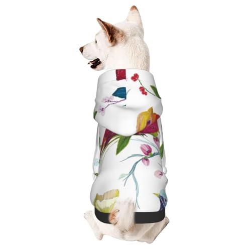 Hunde-Kapuzenpullover mit Vogel-, Schmetterlings- und Blumenzweigen, für Welpen, Kätzchen, kleine, mittelgroße Hunde, Katzen von CFAN