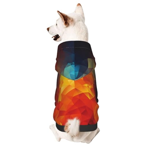 Hunde-Kapuzenpullover mit abstraktem geometrischem Muster, für kleine und mittelgroße Hunde, Rot und Blau von CFAN