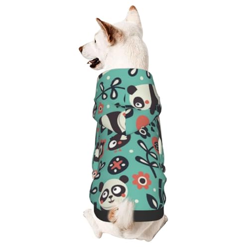 Hunde-Kapuzenpullover mit süßem Panda und Bambuspflanzen, Dschungel, Vogel, Beeren, Blumen, für Welpen, Kätzchen, kleine, mittelgroße Hunde, Katzen von CFAN