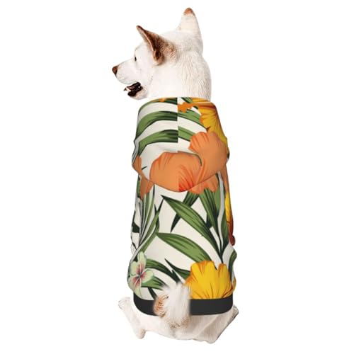 Hunde-Kapuzenpullover mit tropischen Palmenblättern und Blumen, für kleine und mittelgroße Hunde, Katzen, Kätzchen von CFAN