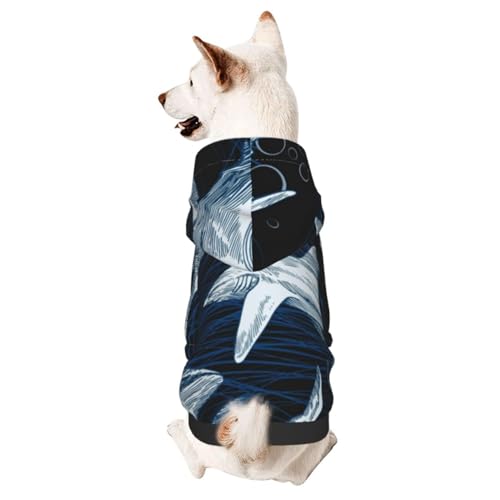 Hunde-Wintermantel mit Kapuze, handgezeichneter Unterwasser-Seefisch-Muster, Hundekleidung für kleine Hunde, Haustier-Kapuzenpullover, Katzenbekleidung von CFAN