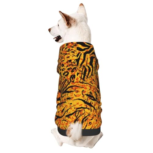 Hundepullover mit Kapuze für kleine Hunde, Tigermotiv, Gelb von CFAN