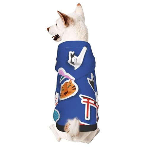 Hundepullover mit japanischer Aufschrift "Travel Icon", für den Winter, Welpen, Haustier-Sweatshirt, Kleidung für kleine und mittelgroße Hunde von CFAN