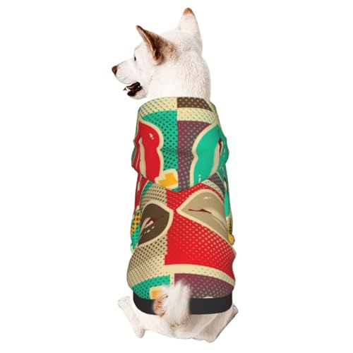 Pop-Art-Hunde-Kapuzenpullover mit Lippenmuster, Sweatshirt, Herbst-Wintermantel, Haustierkleidung für Hund und Katze von CFAN