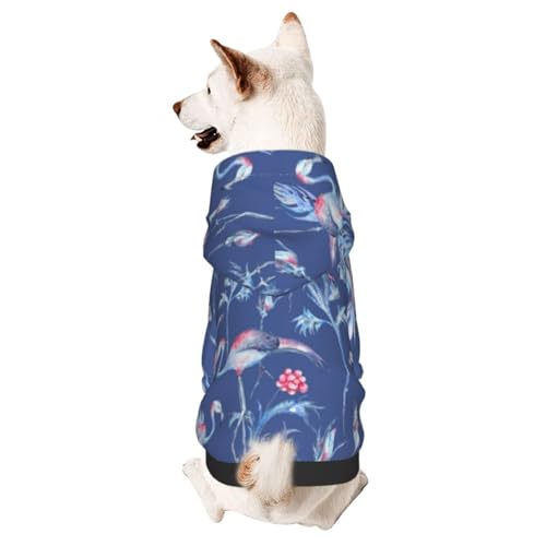 Wasserfarben-Flamingo-/Vogel-/Pflanzen- und Blumen-Kapuzenpullover für kleine, mittelgroße Hunde, Katzen, Kätzchen von CFAN