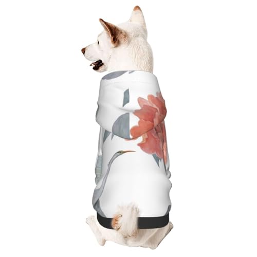 Wasserfarben-Hunde-Kapuzenpullover mit Pfingstrosen und fliegendem Garza, Haustierkleidung, für kleine und mittelgroße Hunde von CFAN